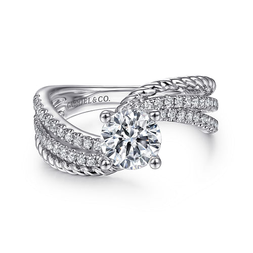 14K White Gold Round Diamond Engagement Ring