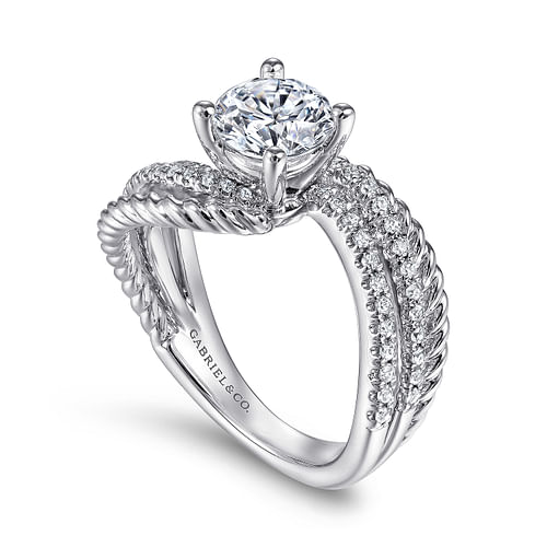 14K White Gold Round Diamond Engagement Ring