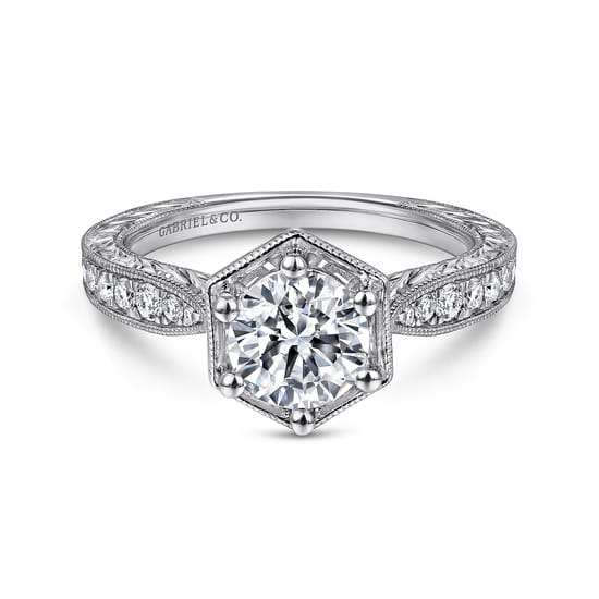 Gabriel - 14K White Gold Round Diamond Engagement Ring Gabriel - 14K White Gold Round Diamond Engagement Ring