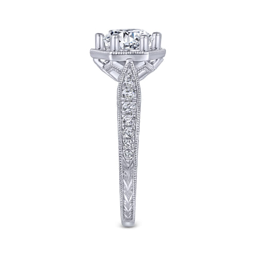 14K White Gold Round Diamond Engagement Ring