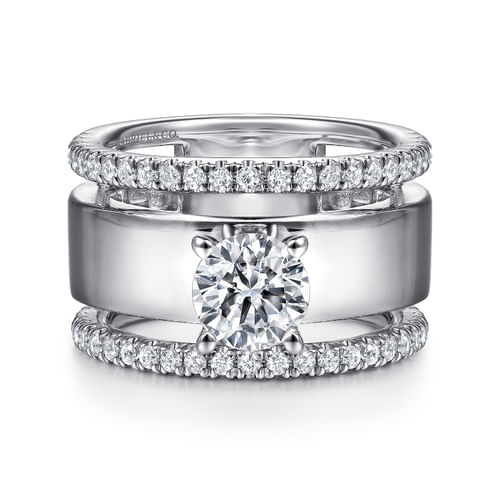 14K White Gold Round Diamond Engagement Ring