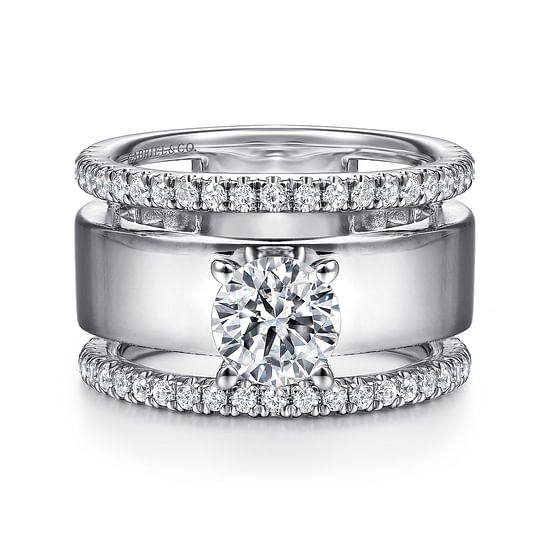 Gabriel - 14K White Gold Round Diamond Engagement Ring