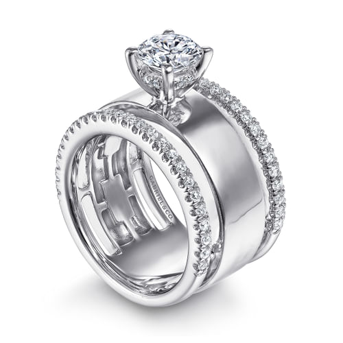 14K White Gold Round Diamond Engagement Ring