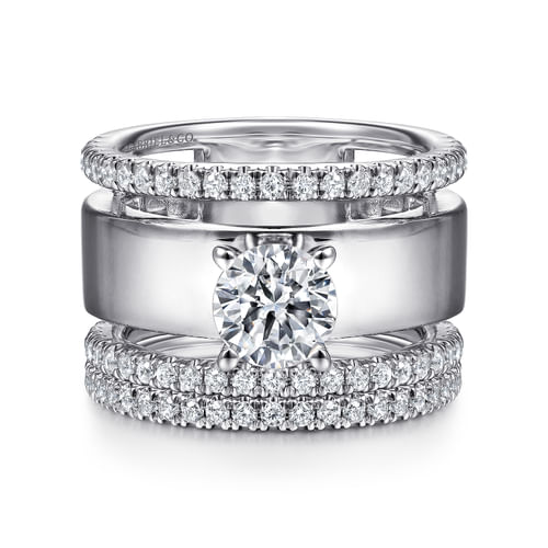 14K White Gold Round Diamond Engagement Ring