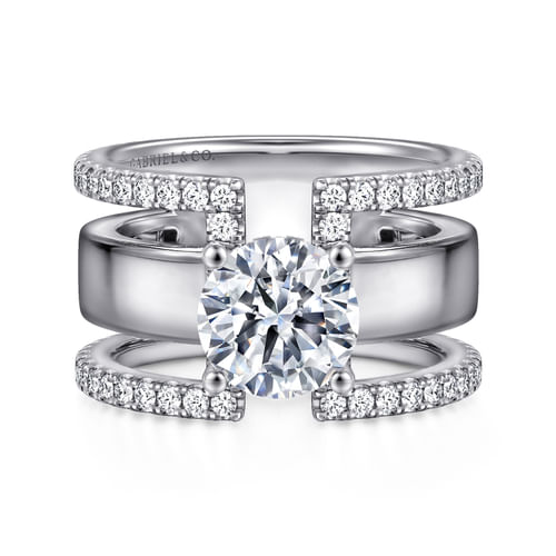 14K White Gold Round Diamond Engagement Ring