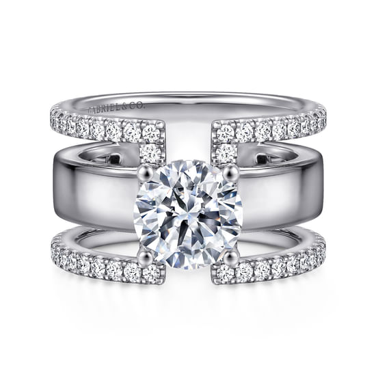 Gabriel - 14K White Gold Round Diamond Engagement Ring