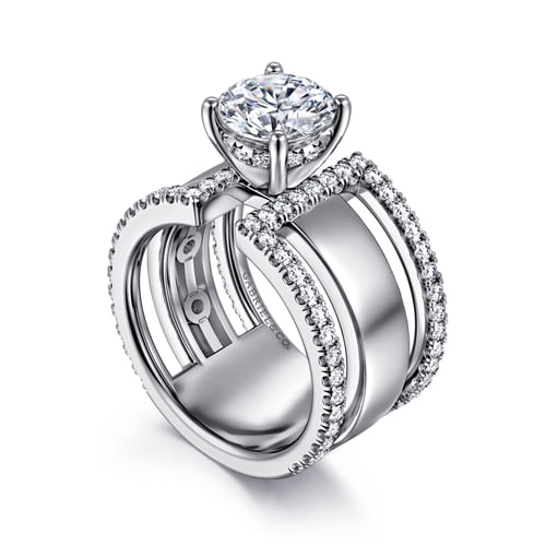 14K White Gold Round Diamond Engagement Ring