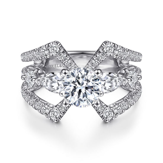 Gabriel - 14K White Gold Round Diamond Engagement Ring