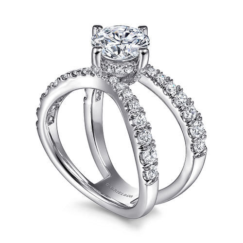 14K White Gold Round Diamond Engagement Ring