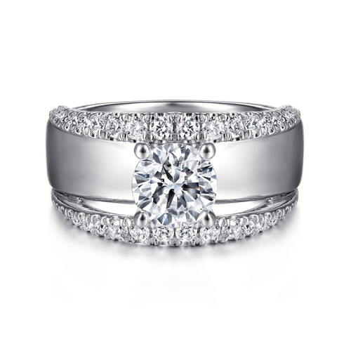 14K White Gold Round Diamond Engagement Ring