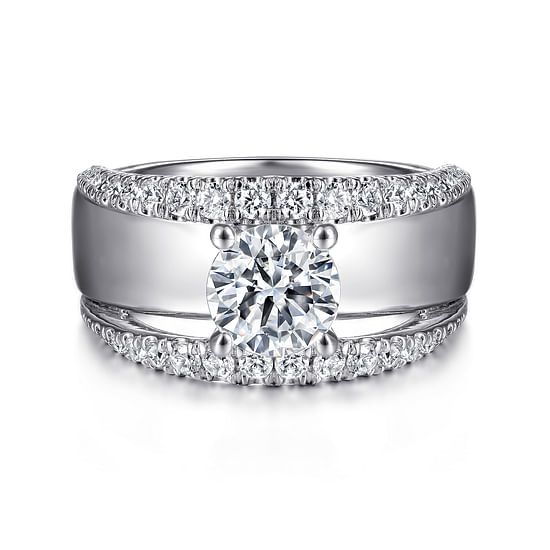 Gabriel - 14K White Gold Round Diamond Engagement Ring