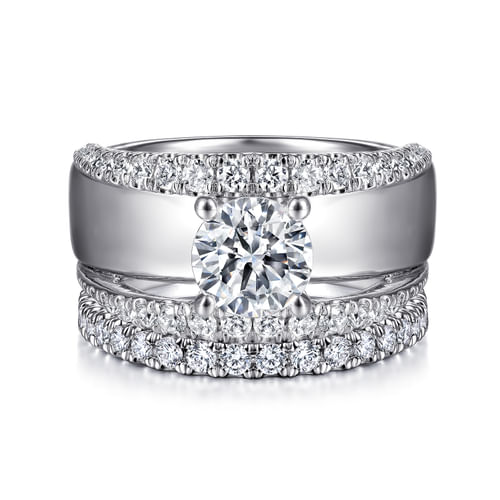 14K White Gold Round Diamond Engagement Ring