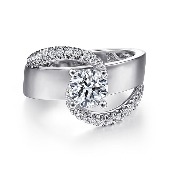 Gabriel - 14K White Gold Round Diamond Engagement Ring