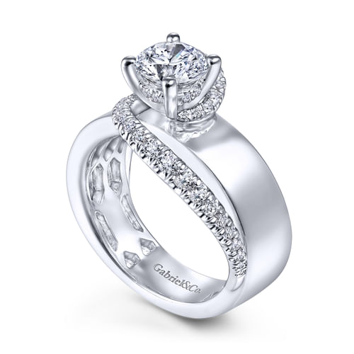 14K White Gold Round Diamond Engagement Ring