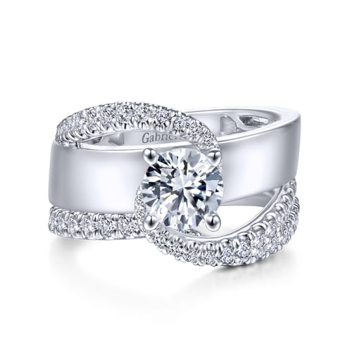 14K White Gold Round Diamond Engagement Ring