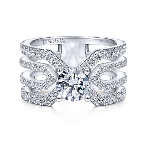 14K White Gold Round Diamond Engagement Ring