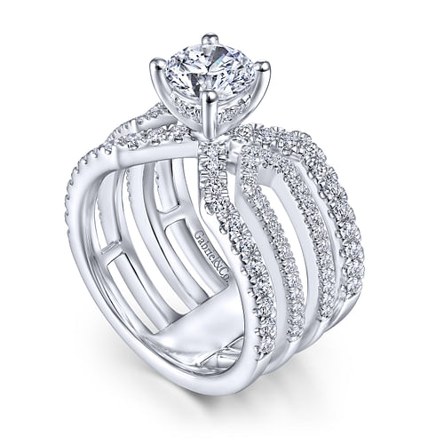 14K White Gold Round Diamond Engagement Ring