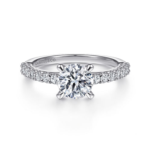 14K White Gold Round Diamond Engagement Ring