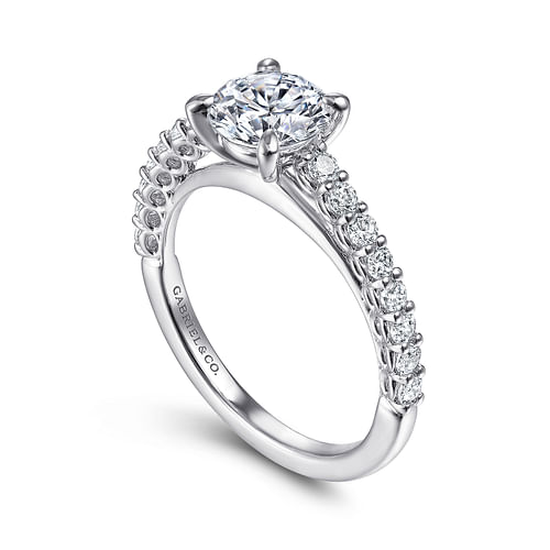 14K White Gold Round Diamond Engagement Ring