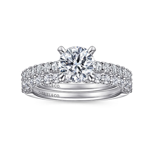 14K White Gold Round Diamond Engagement Ring