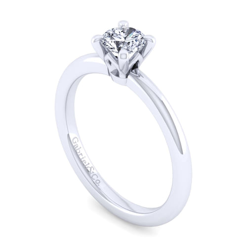 14K White Gold Round Diamond Engagement Ring