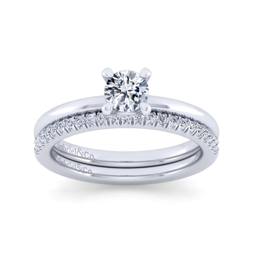 14K White Gold Round Diamond Engagement Ring