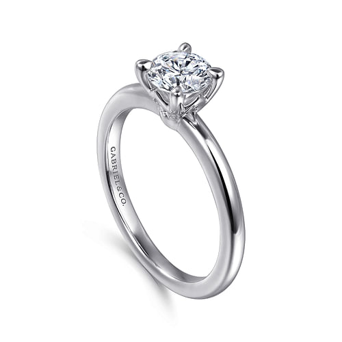 14K White Gold Round Diamond Engagement Ring