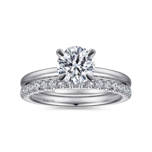 14K White Gold Round Diamond Engagement Ring
