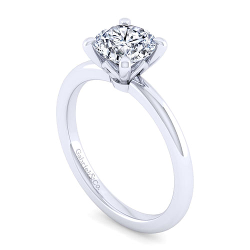 14K White Gold Round Diamond Engagement Ring