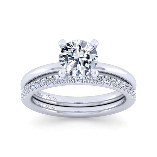 14K White Gold Round Diamond Engagement Ring