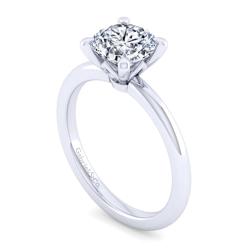 14K White Gold Round Diamond Engagement Ring