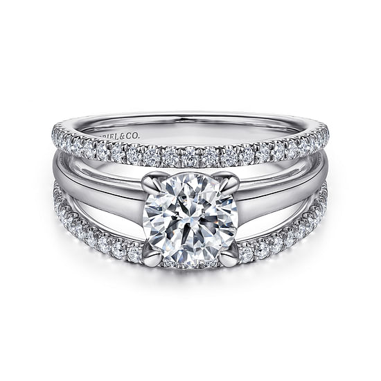 Gabriel - 14K White Gold Round Diamond Engagement Ring