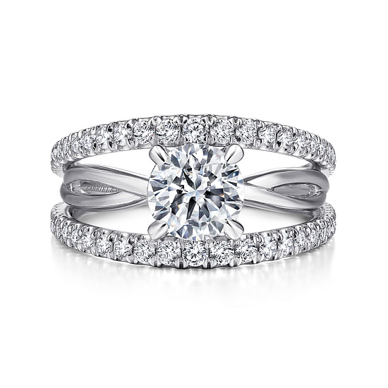 Gabriel - 14K White Gold Round Diamond Engagement Ring