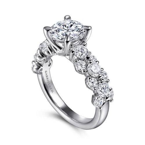 14K White Gold Round Diamond Engagement Ring