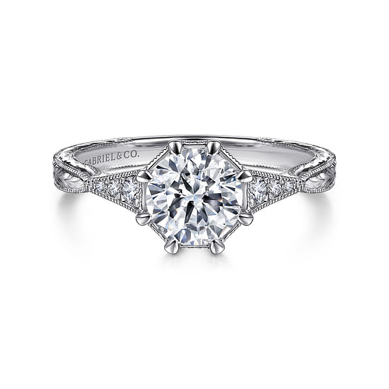 Gabriel - 14K White Gold Round Diamond Engagement Ring