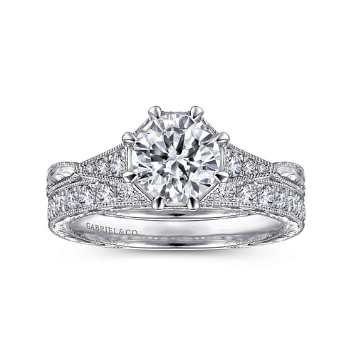 14K White Gold Round Diamond Engagement Ring