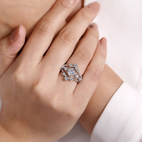 14K White Gold Round Diamond Engagement Ring