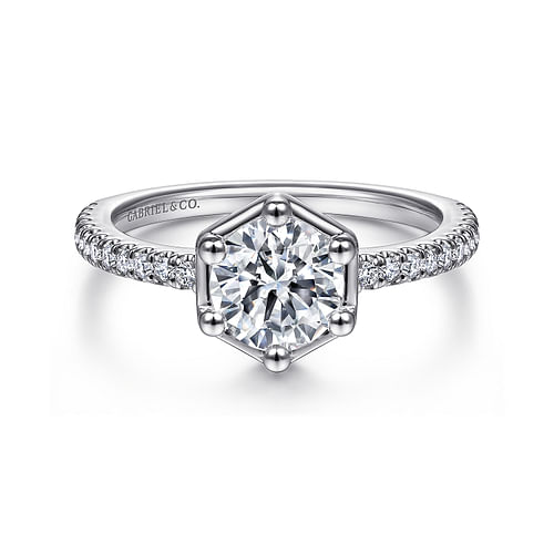 14K White Gold Round Diamond Engagement Ring