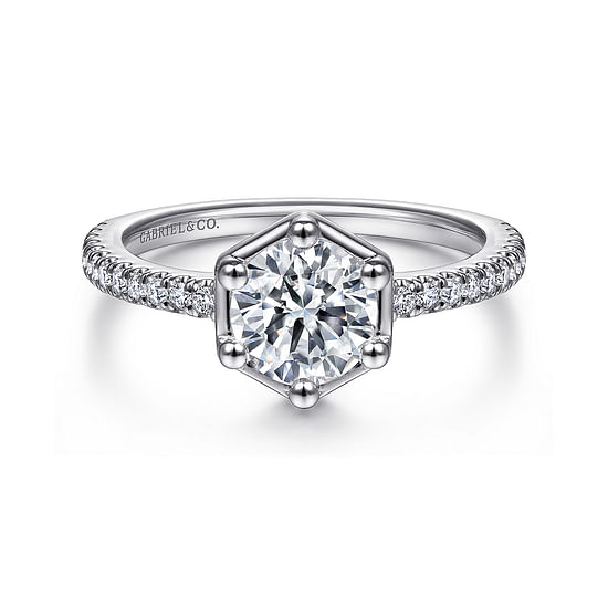 Gabriel - 14K White Gold Round Diamond Engagement Ring