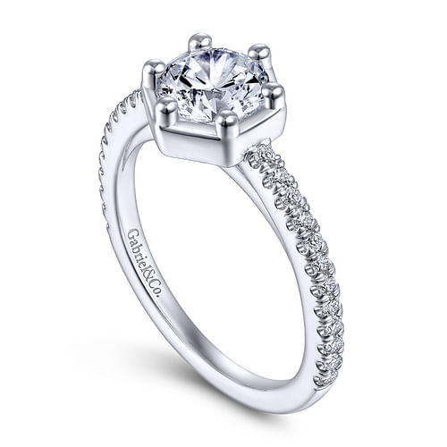 14K White Gold Round Diamond Engagement Ring