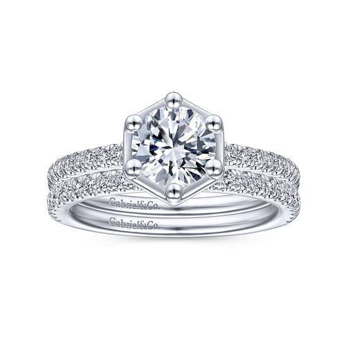 14K White Gold Round Diamond Engagement Ring