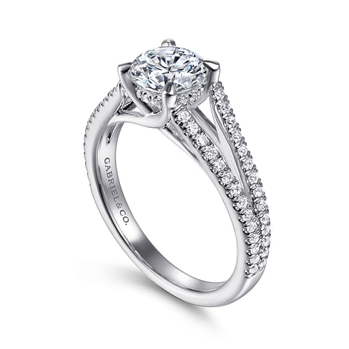 14K White Gold Round Diamond Engagement Ring