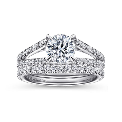 14K White Gold Round Diamond Engagement Ring