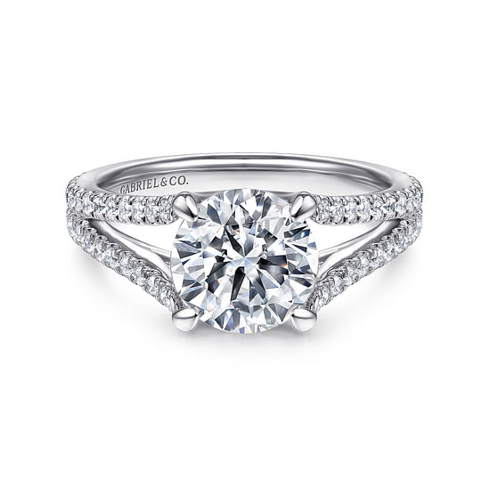 Gabriel - 14K White Gold Round Diamond Engagement Ring