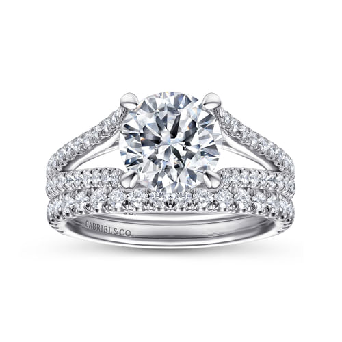14K White Gold Round Diamond Engagement Ring