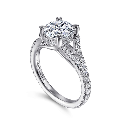 14K White Gold Round Diamond Engagement Ring