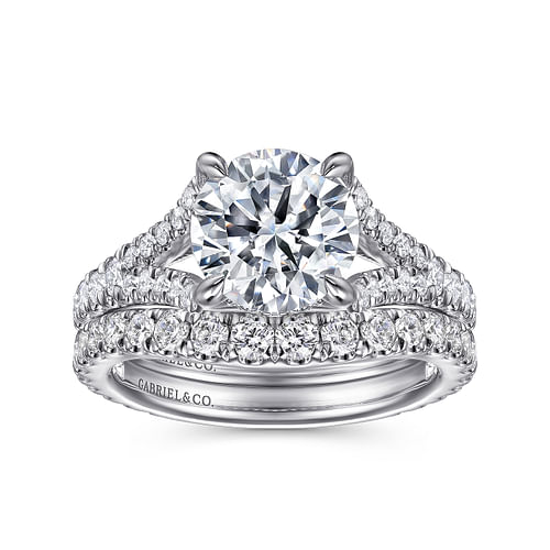 14K White Gold Round Diamond Engagement Ring