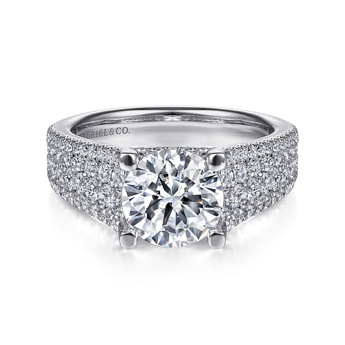 14K White Gold Round Diamond Engagement Ring