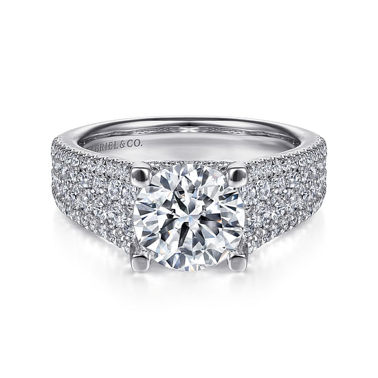 Gabriel - 14K White Gold Round Diamond Engagement Ring