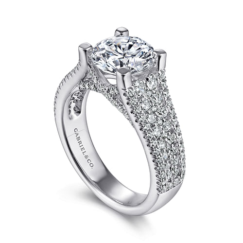 14K White Gold Round Diamond Engagement Ring